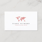 eine Visitenkarte mit rosa Weltkarte für sie (Vorderseite)