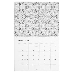 Eine visuell auffällige weiße und schwarze gemuste kalender