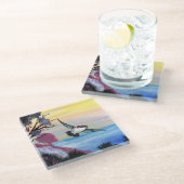 Eine Vogelperspektive Glasuntersetzer (Schrägansicht)