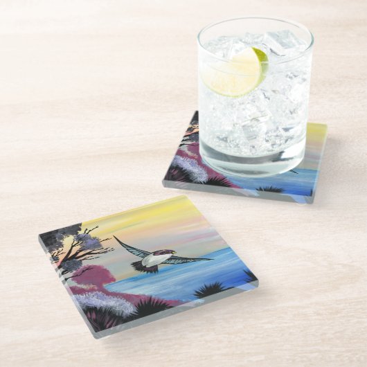 Eine Vogelperspektive Glasuntersetzer (Schrägansicht)