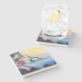 Eine Vogelperspektive Steinuntersetzer (Seitenansicht)