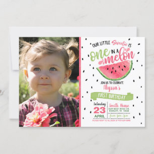 Eine von einer Melone Wassermelone Foto-Einladung Einladung