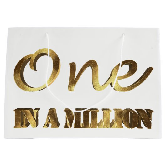 Eine von einer Million eleganten Gold-Brown-Typogr Große Geschenktüte (Vorderseite)