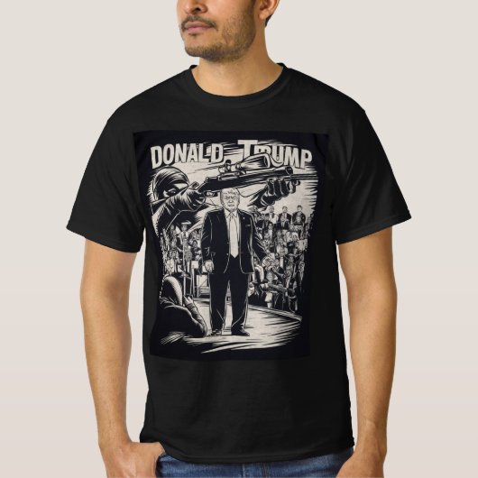 eine Waffe gegen Donald Trump halten. T-Shirt (Vorderseite)