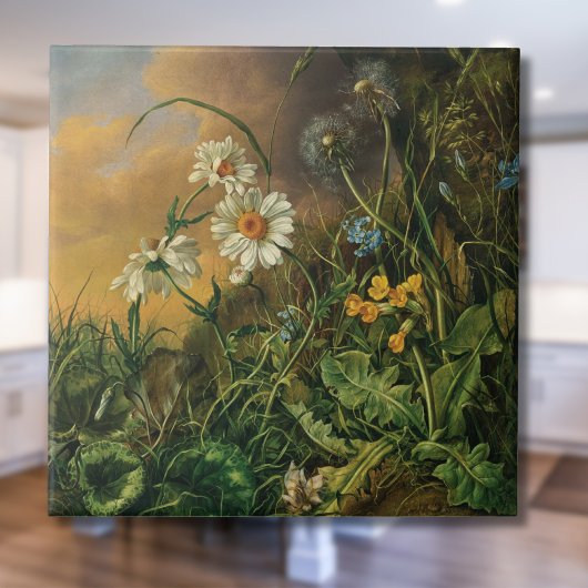 Eine Waldfläche mit Daisies, Primrosen, ... Fliese