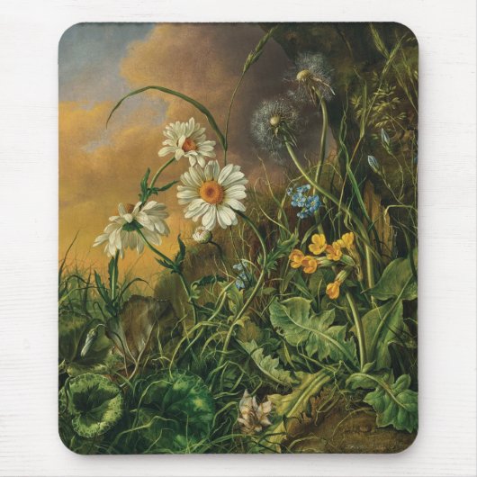 Eine Waldfläche mit Daisies, Primrosen, ... Mousepad (Vorne)