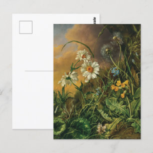 Eine Waldfläche mit Daisies, Primrosen, ... Postkarte