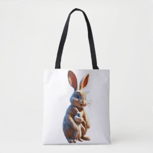 Eine warme Umarmung der Mutter: 3D-Kaninchenfamili Tasche