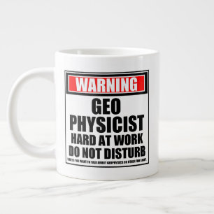 Eine Warnung an Geophysiker bei der Arbeit stört n Jumbo-Tasse