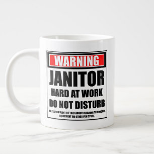 Eine Warnung an Janitor bei der Arbeit stört nicht Jumbo-Tasse