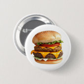 Eine Wasserfarbe, die einen Yummy Cheeseburger Zei Button (Vorne & Hinten)