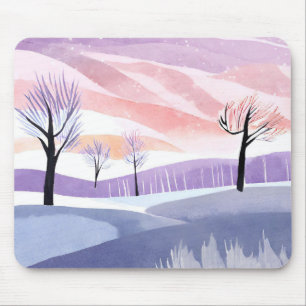 Eine Wasserfarbenlandschaft, Bäume und Himmelsmusc Mousepad