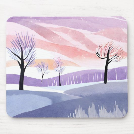 Eine Wasserfarbenlandschaft, Bäume und Himmelsmusc Mousepad (Vorne)