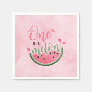 Eine Wassermelone Wasserfarbe 1. Geburtstag Serviette