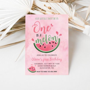 Eine Wassermelone Wasserfarben zum 1. Geburtstag Einladung