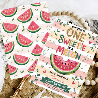Eine Wassermelone zum ersten Geburtstag Einladung