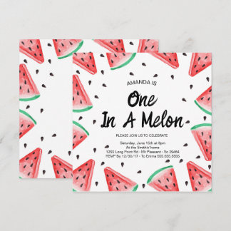 Eine Wassermelonen-Mädchen zum 1. Geburtstag Einladung