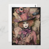 Eine weibliche Mad Hatter Postkarte (Vorne/Hinten)