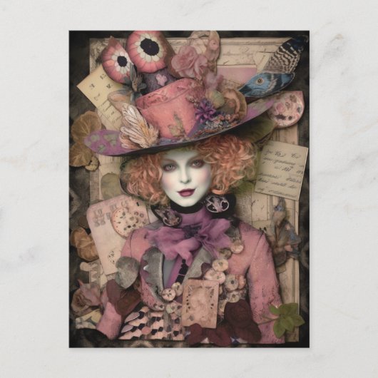 Eine weibliche Mad Hatter Postkarte (Vorderseite)
