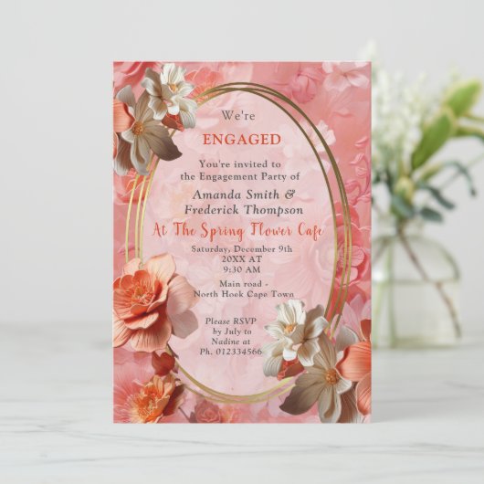 Eine weiche 2024-Farbe der Peach Fuzz Blume Einladung (Stehend Vorderseite)