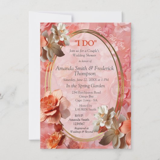 Eine weiche 2024-Farbe der Peach Fuzz Blume Einladung (Vorderseite)