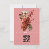 Eine weiche 2024-Farbe der Peach Fuzz Blume RSVP Karte (Rückseite)