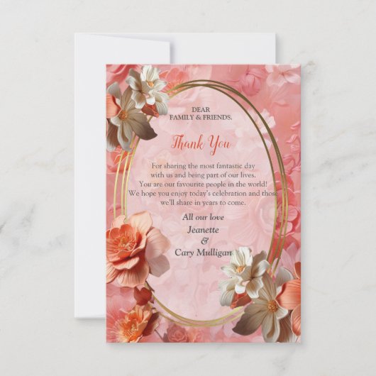 Eine weiche 2024-Farbe der Peach Fuzz Blume RSVP Karte (Vorderseite)