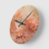 Eine weiche 2024-Farbe der Peach Fuzz Blume Runde Wanduhr (Winkel)