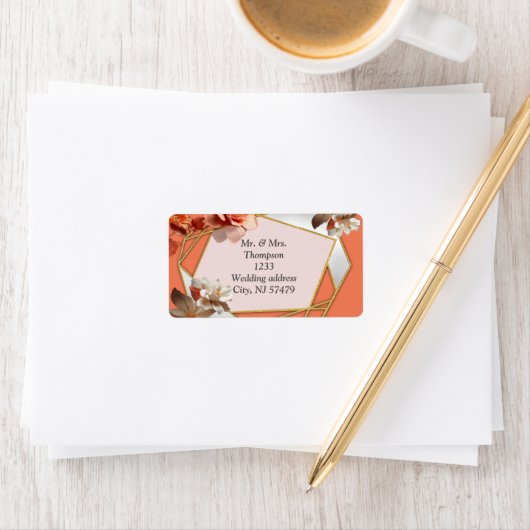 Eine weiche, rosa Farbe namens Peach Fuzz Blume Adressaufkleber (Insitu)