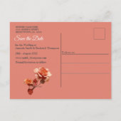 Eine weiche, rosa Farbe namens Peach Fuzz Blume Ankündigungspostkarte (Rückseite)