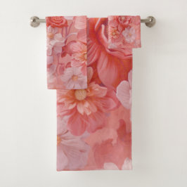 Eine weiche, rosa-orange Farbe namens Peach Fuzz Badhandtuch Set