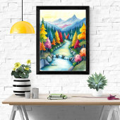 Eine Weiher-Berglandschaft Poster
