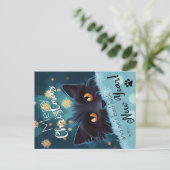 Eine weihnachtliche schwarze Katze für Glück Postc Postkarte (Stehend Vorderseite)