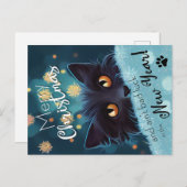 Eine weihnachtliche schwarze Katze für Glück Postc Postkarte (Vorne/Hinten)