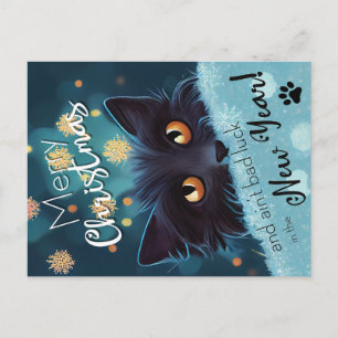 Eine weihnachtliche schwarze Katze für Glück Postc Postkarte