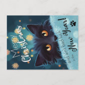 Eine weihnachtliche schwarze Katze für Glück Postc Postkarte (Vorderseite)