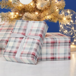 Eine Weihnachts-Tartan-Blumendesign-Serie #24 Geschenkpapier