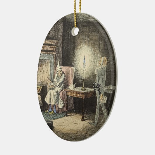 Eine Weihnachtscarol-Verzierung Keramikornament (Links)