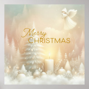 Eine Weihnachtsengel-Fantasie-Schneelandschaft Poster