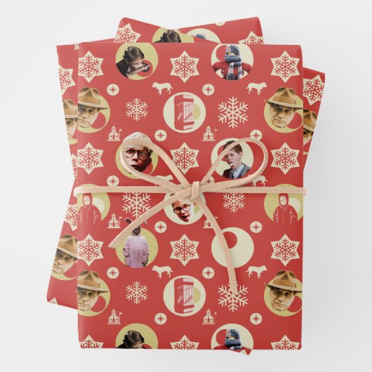 Eine Weihnachtsgeschichte Retro-Snowflake-Muster Geschenkpapier Set (Beispiel)