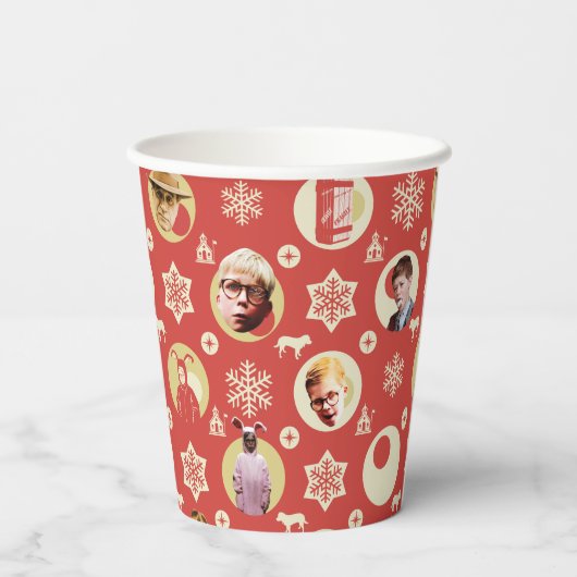 Eine Weihnachtsgeschichte Retro-Snowflake-Muster Pappbecher (Rückseite)