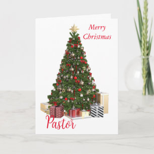 Eine Weihnachtskarte für den Pastor mit einem Baum Dankeskarte