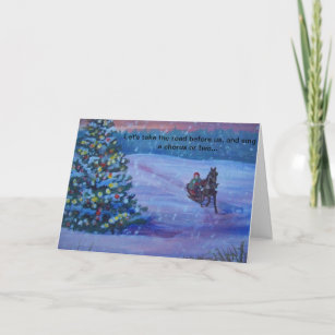 Eine Weihnachtskarte für Pferde Schlitten Feiertagskarte