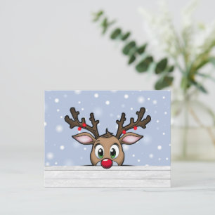 Eine Weihnachtskarte mit einem Rotnasenrentier Feiertagskarte