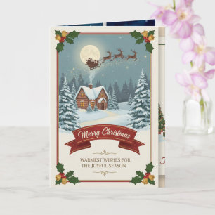Eine Weihnachtskarte mit schneebedeckten Szenen, f Karte