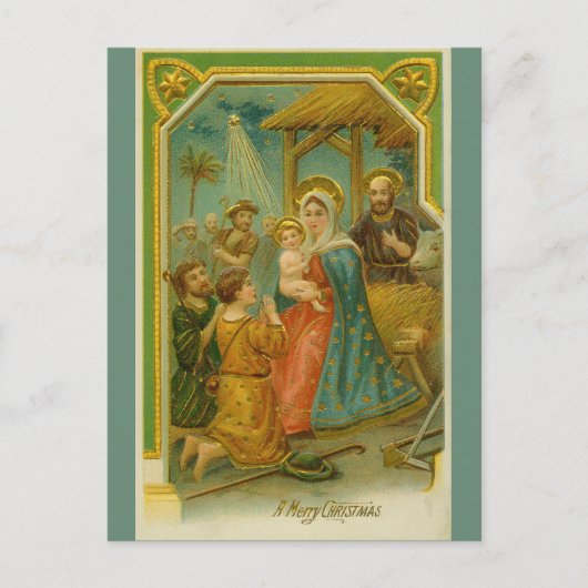 Eine Weihnachtskrippen-Postkarte Postkarte (Vorderseite)