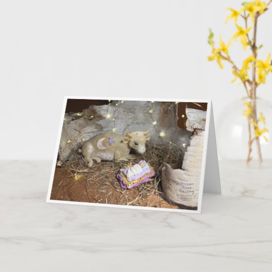 Eine Weihnachtskuh Karte (Gelbe Blume)