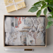 Eine Weihnachtslandschaft komplett mit rotem LKW Seidenpapier (Geschenk)