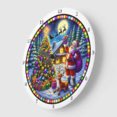 Eine Weihnachtsschau mit dem Weihnachtsmann Große Wanduhr (Winkel)