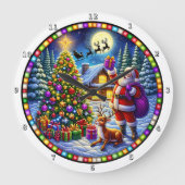 Eine Weihnachtsschau mit dem Weihnachtsmann Große Wanduhr (Vorderseite)